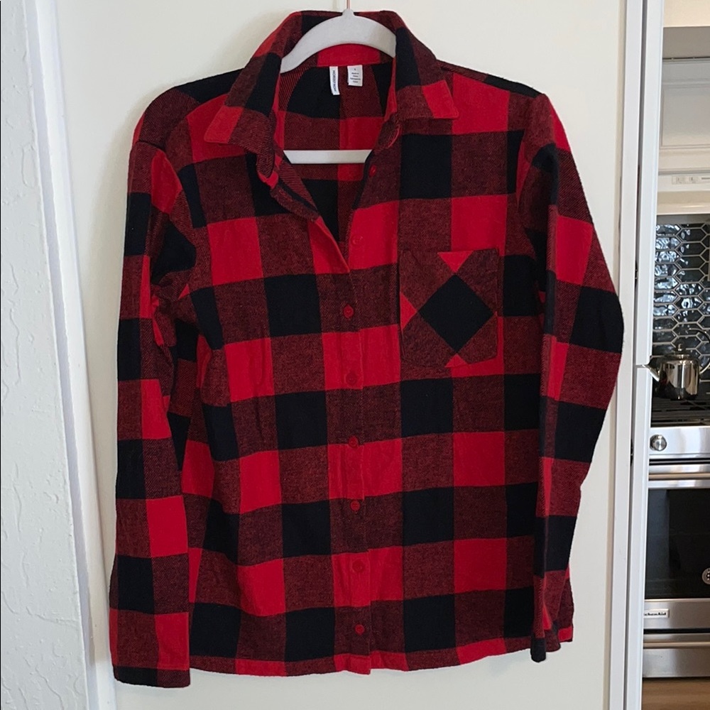 Nordstrom Button Up Flannel Red and Black Buffalo Plaid Shirt | S